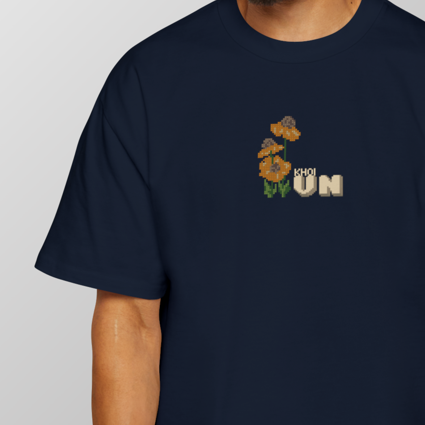 Khoi- Cross stitch Style VN (Vietnam) Logo Oversized Tee