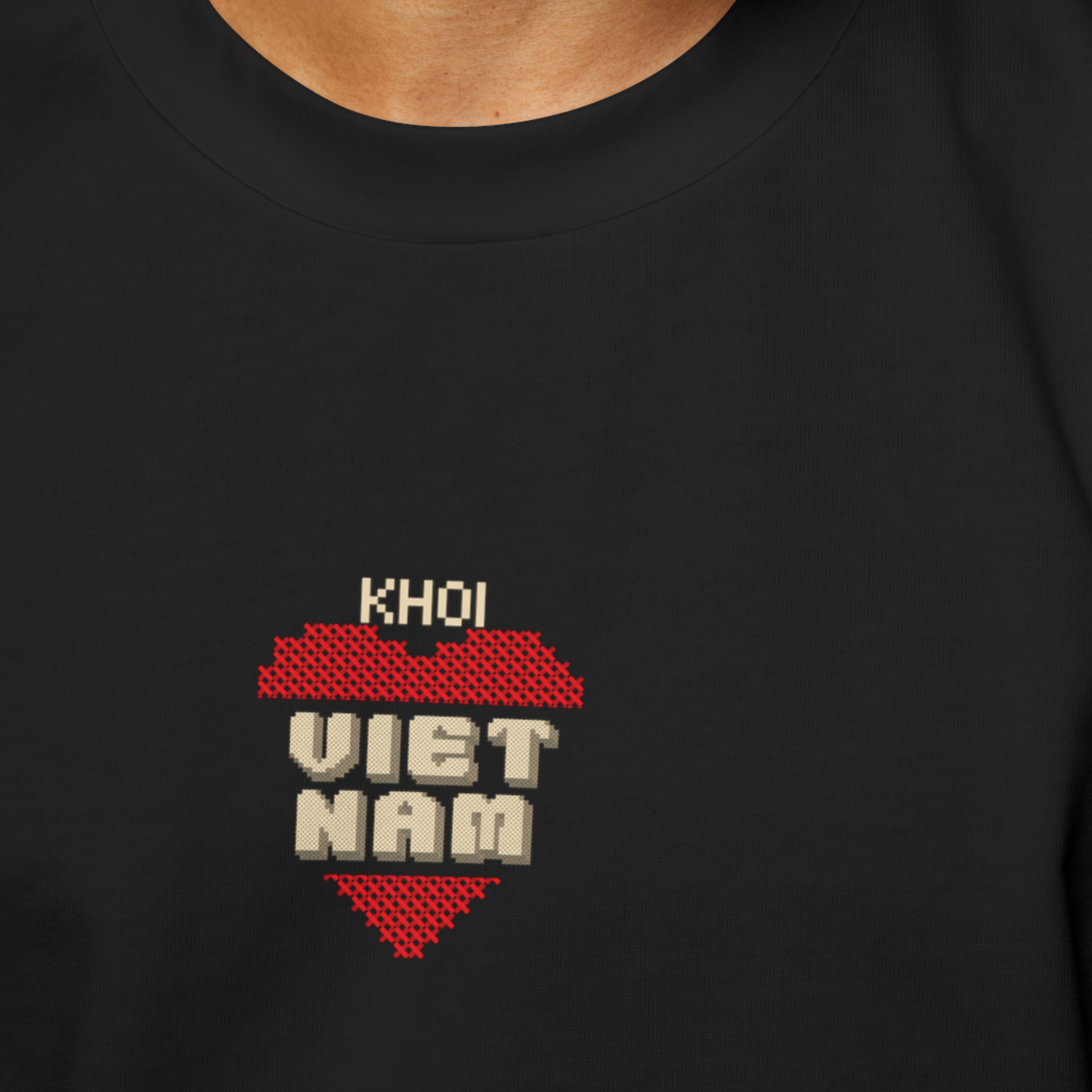 Khoi- Cross stitch Style VN (Vietnam) Logo Oversized Tee