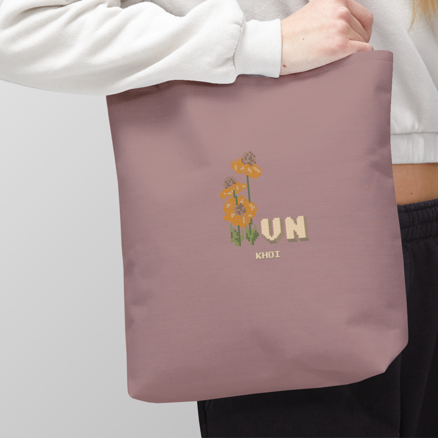 Khoi- Floral Cross Stitch Style Tote bag